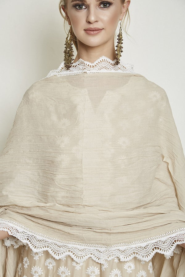 Crincle Chunni Beige