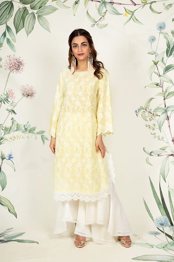 Rosebud Kurta Yellow and Bell Bottoms