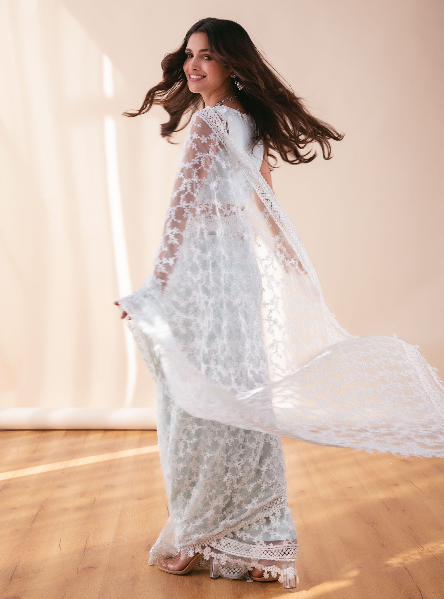 Peora Net Blue Saree