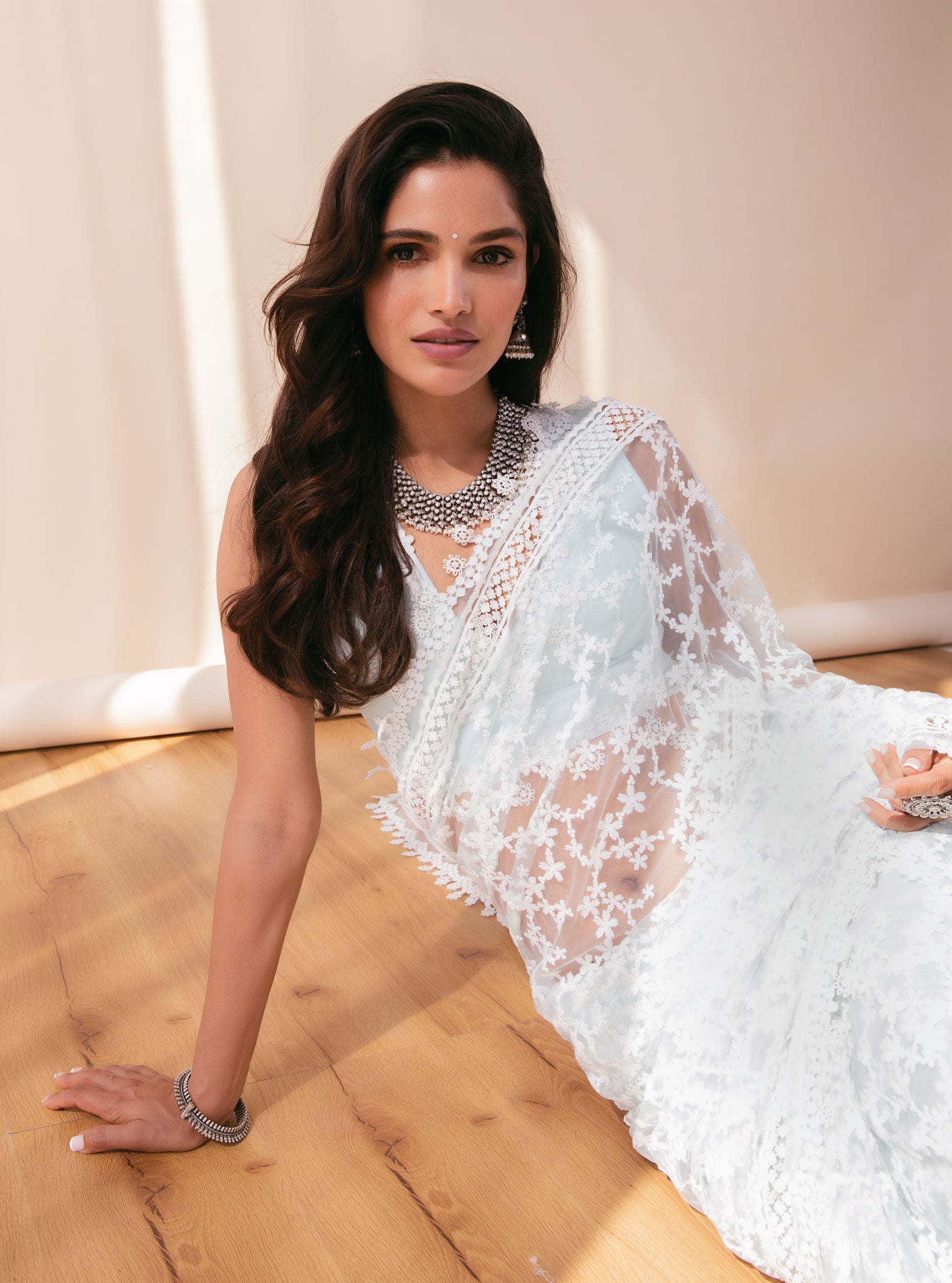 Peora Net Blue Saree