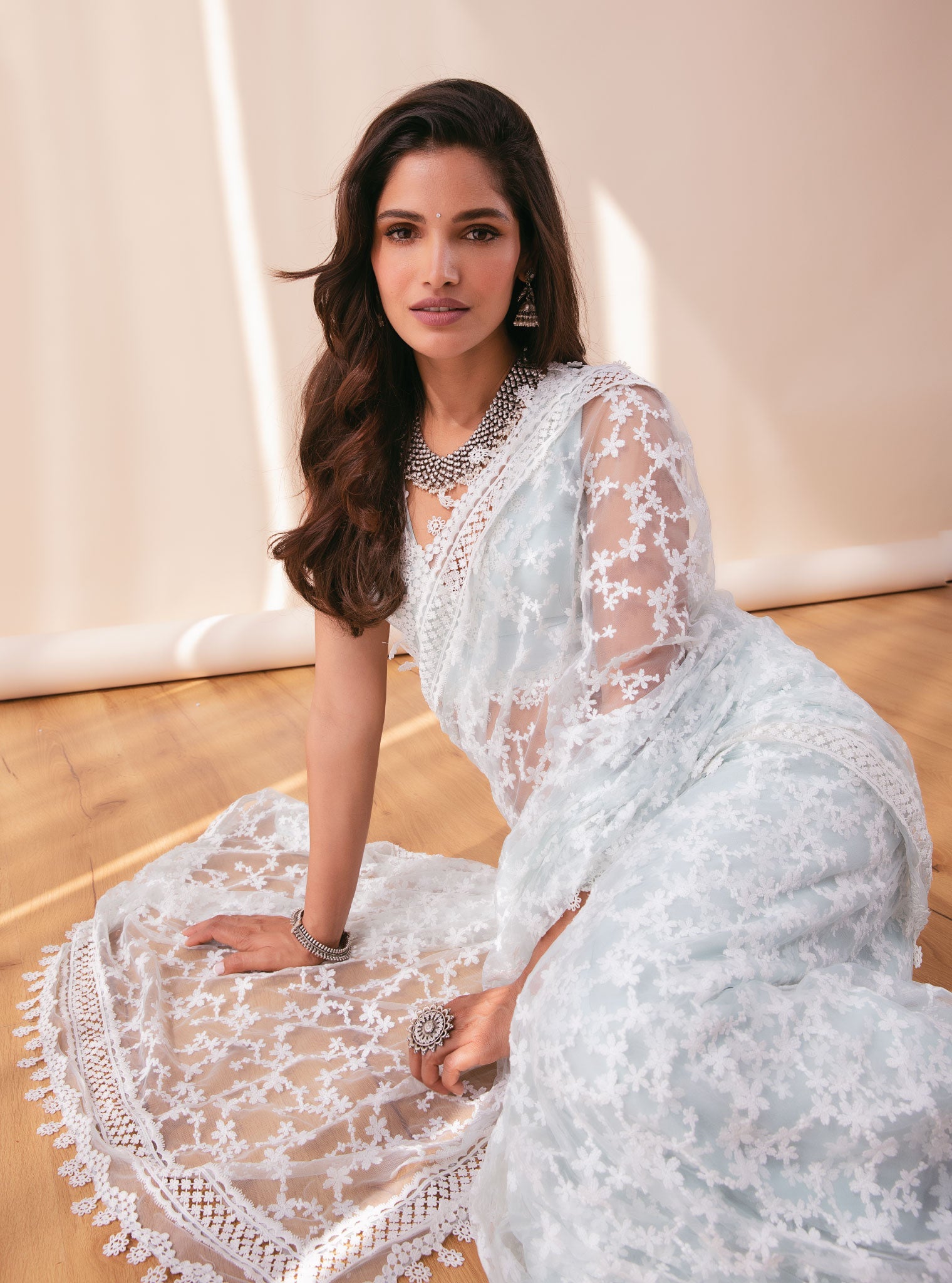 Peora Net Blue Saree