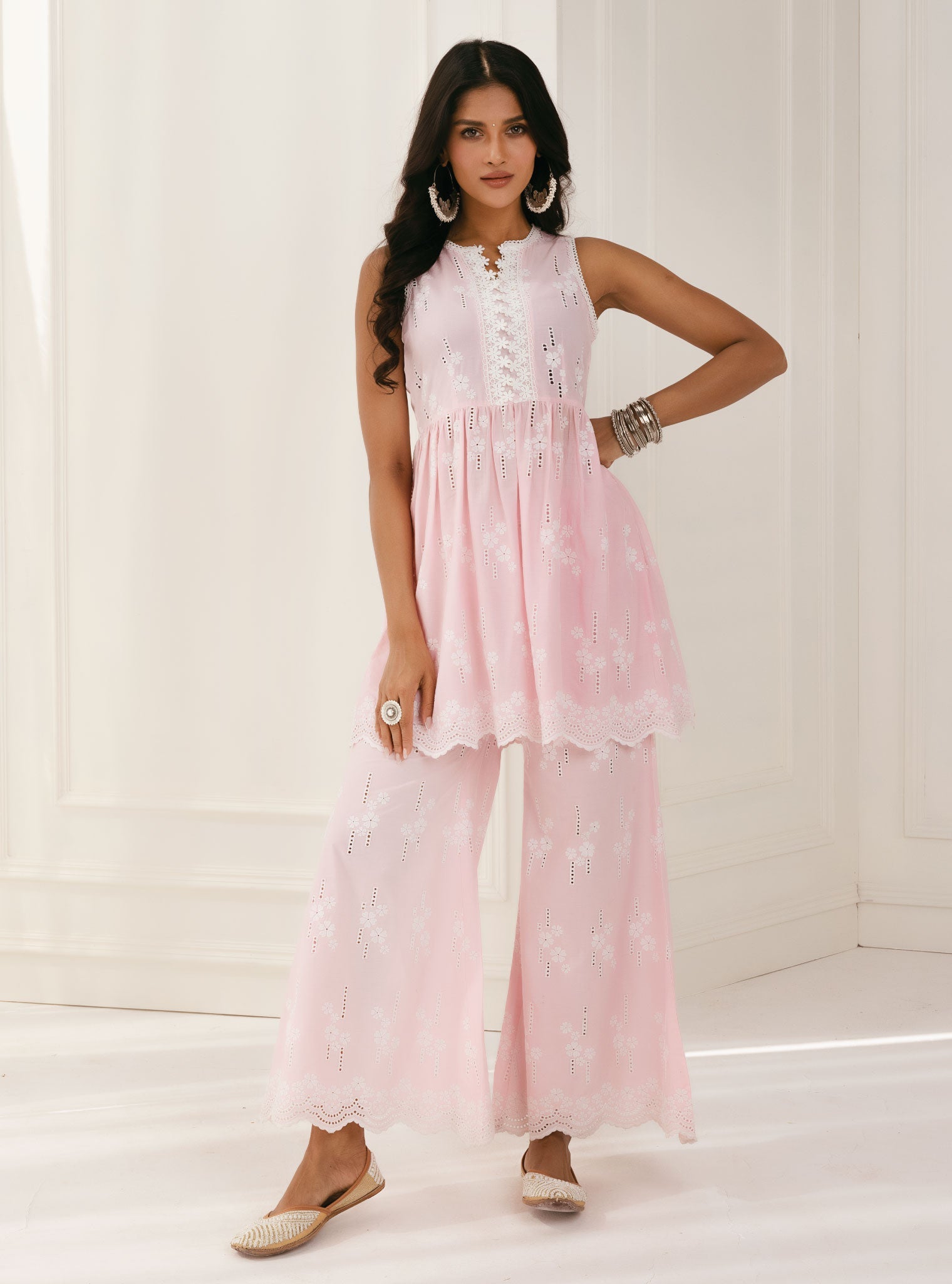 Mulmul Supima Cotton Yana Pink Palazzo