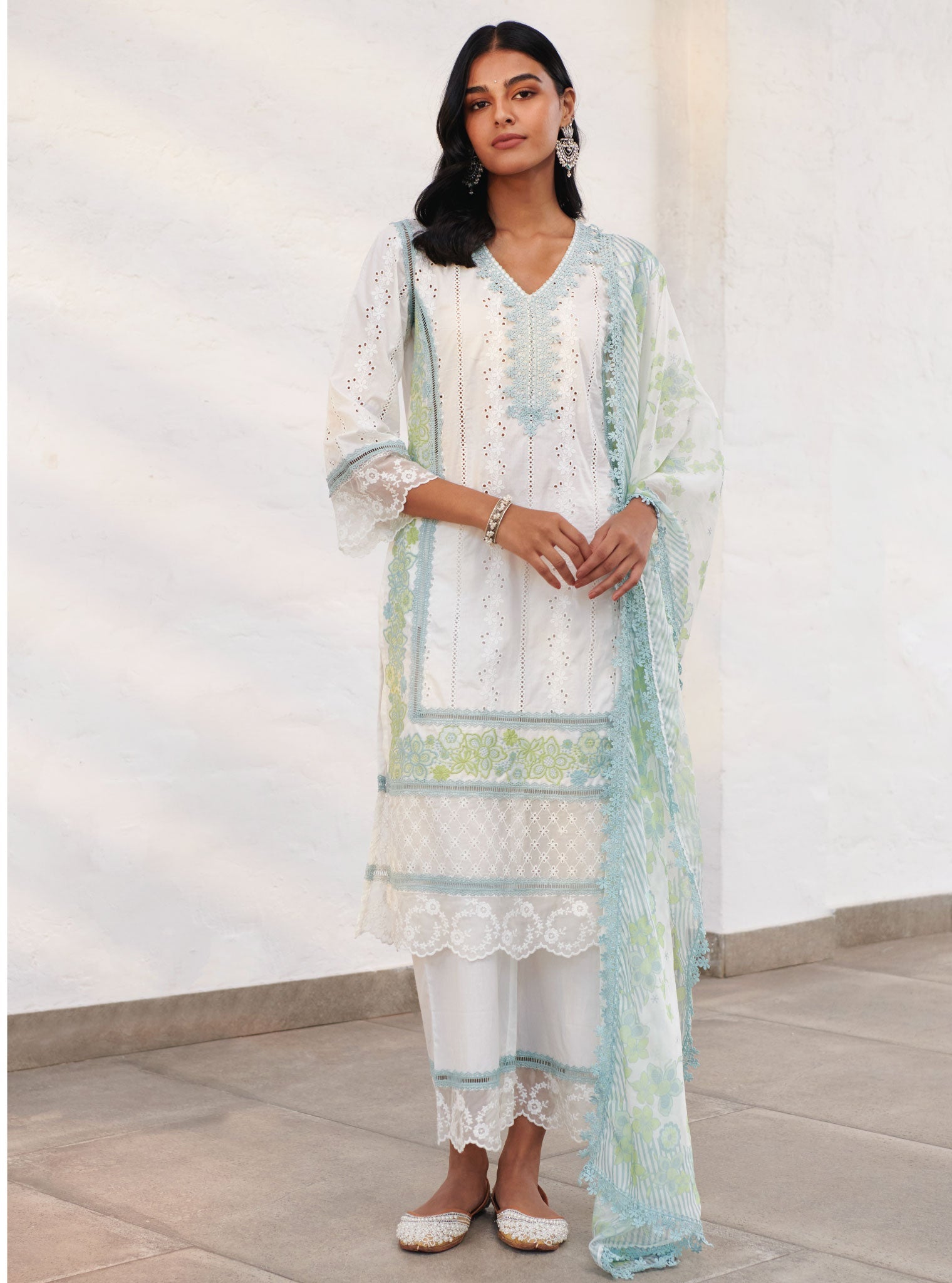 Mulmul Cotton Wiltshire White Kurta With Wiltshire White Pant