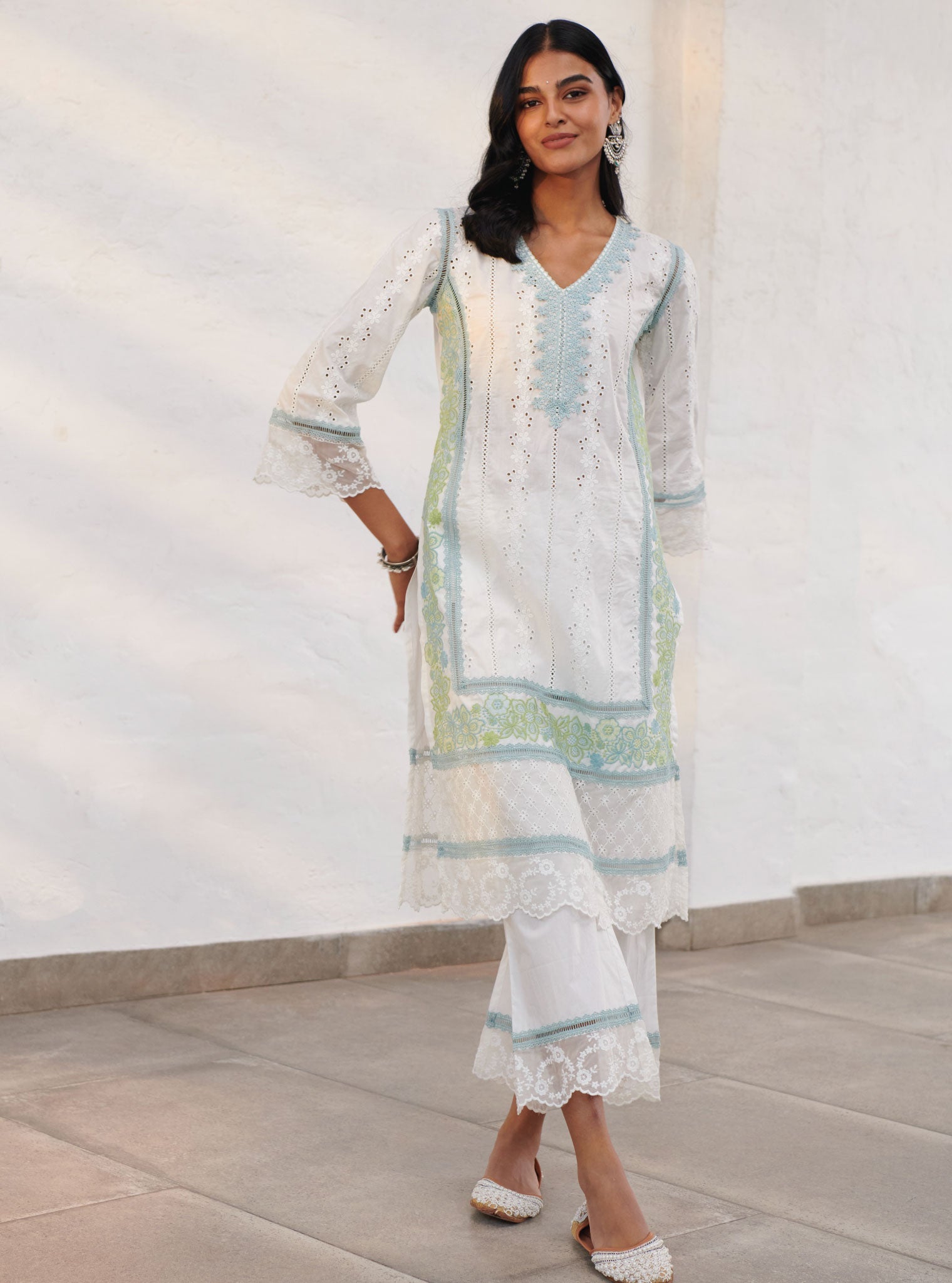 Mulmul Cotton Wiltshire White Kurta With Wiltshire White Pant