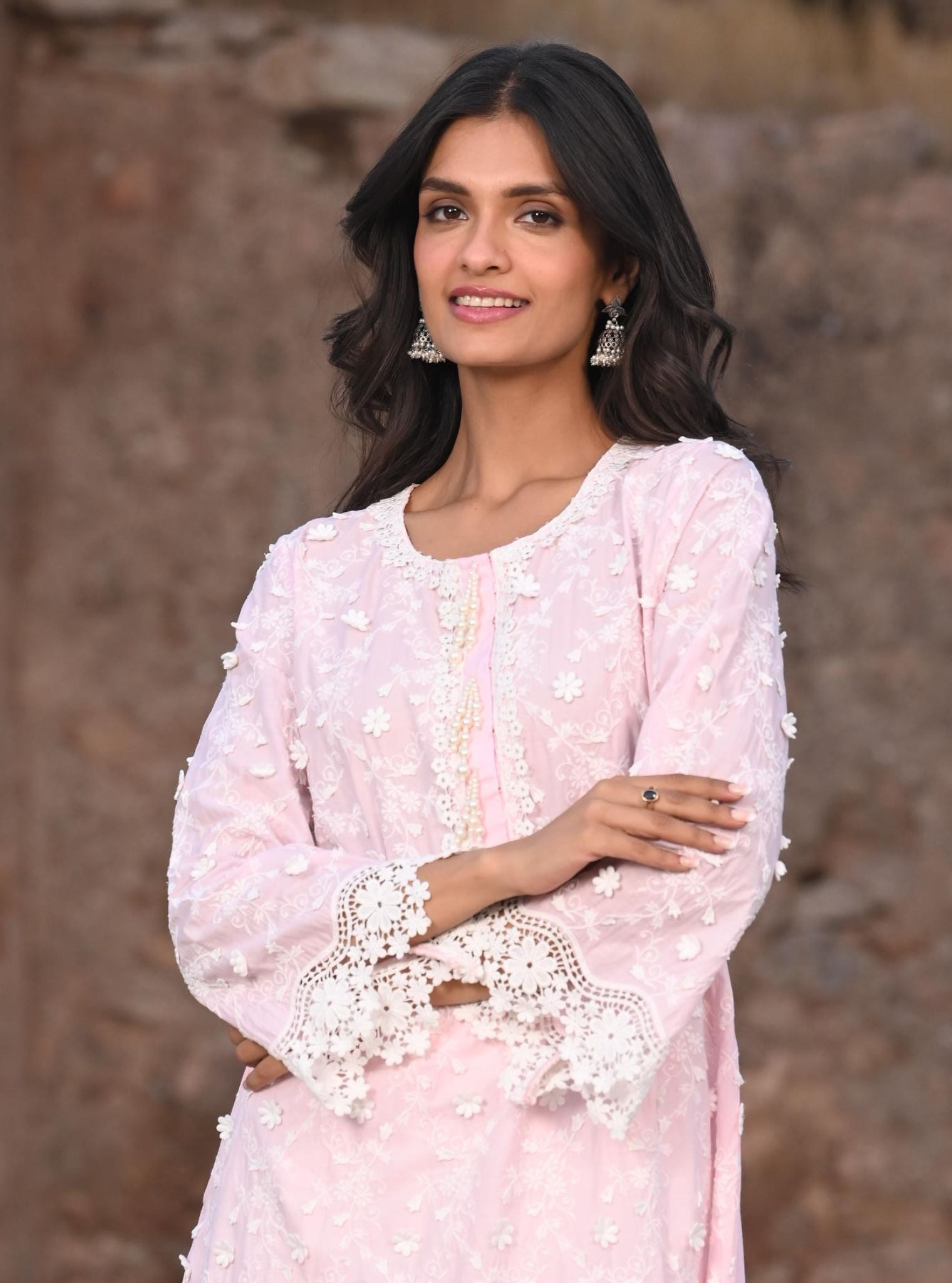 Mulmul Cotton Baybreeze pink Kurta