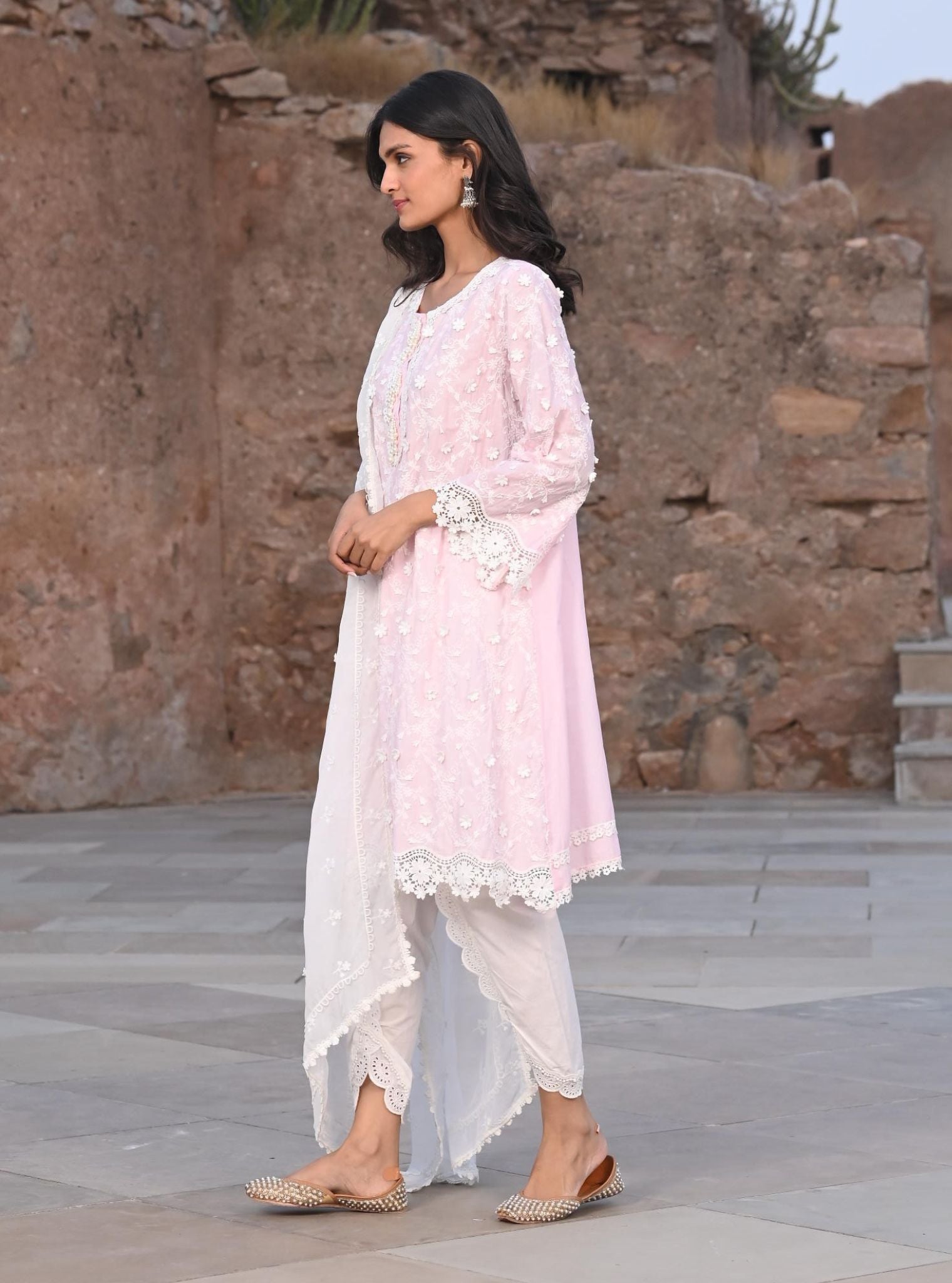 Mulmul Cotton Baybreeze pink Kurta