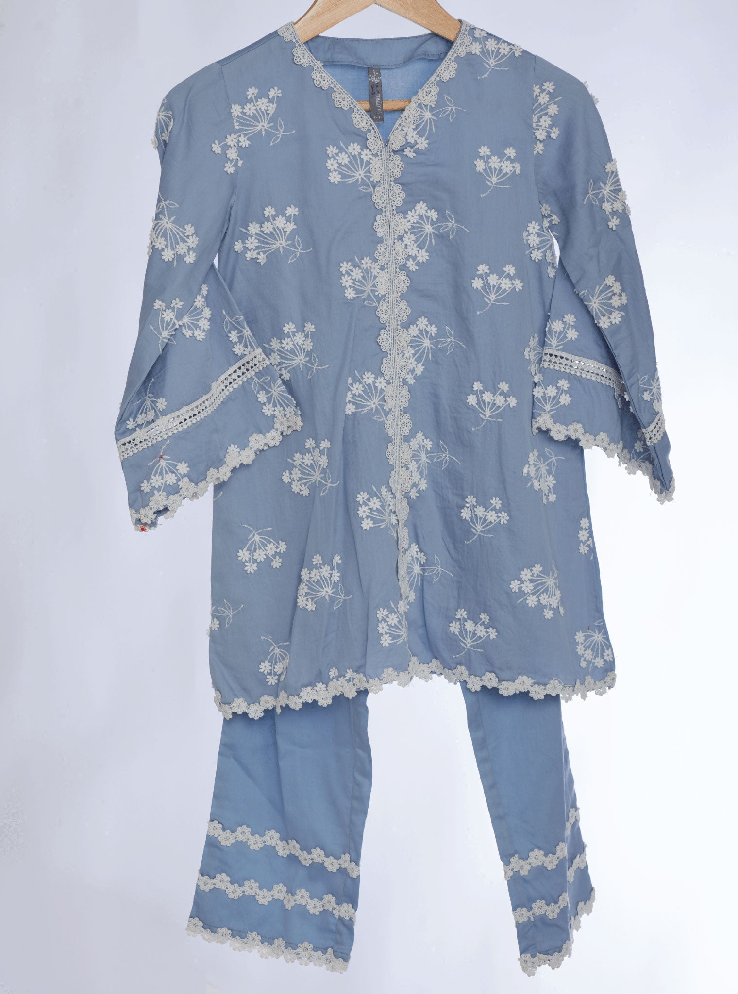 Mulmul Pima Ife Wedgewood Kurta With Ife Wedgewood Pant