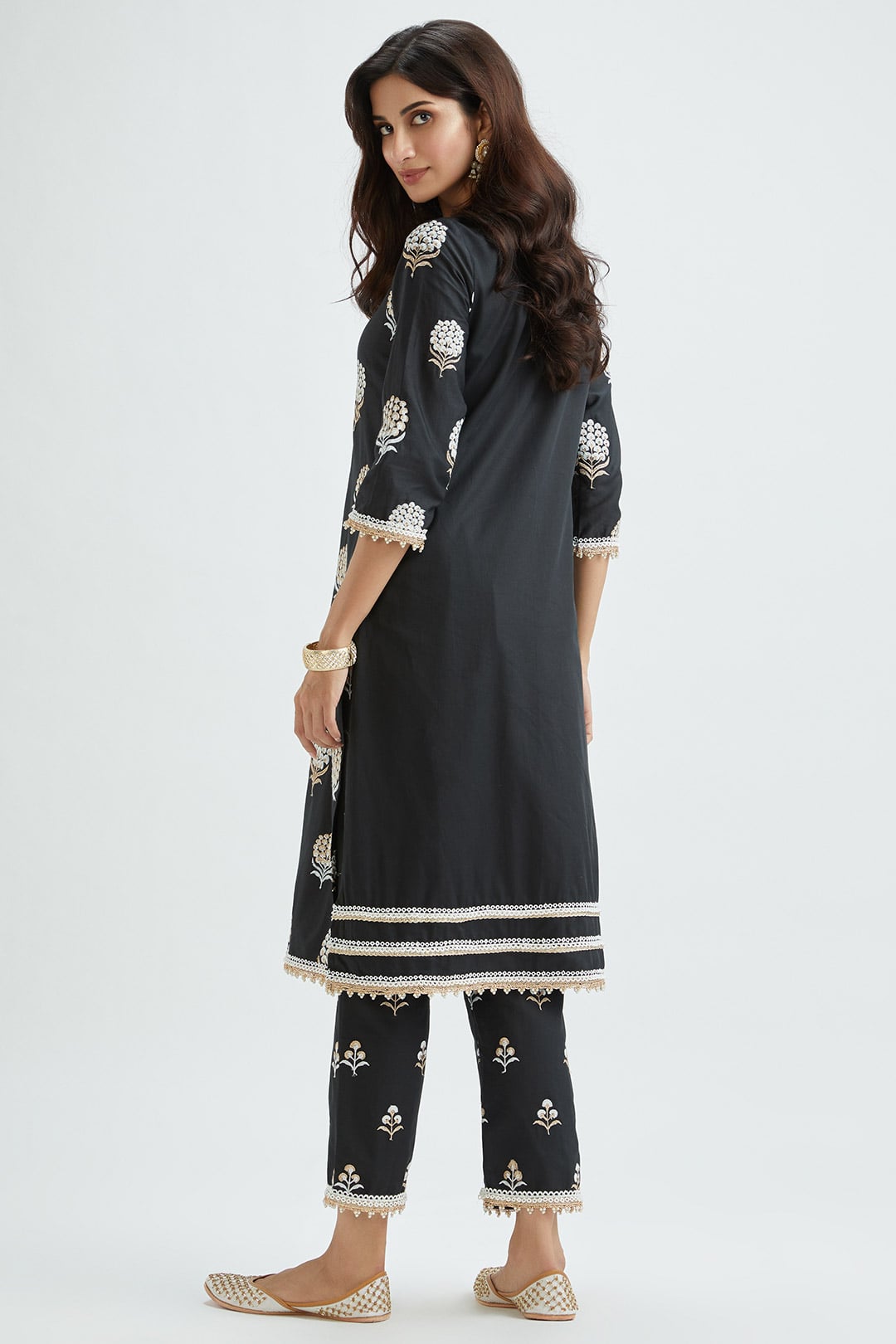 Mulmul Supima Satin Amira Black Kurta