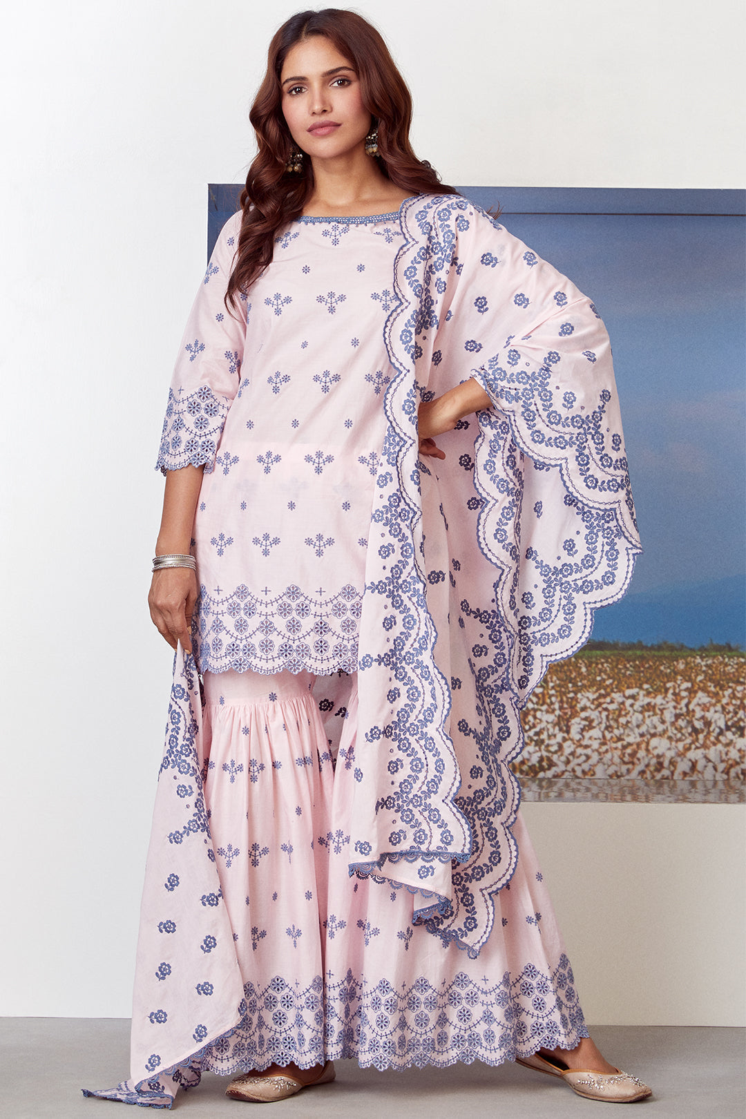 Mulmul Cotton Ashberry Pink Kurta