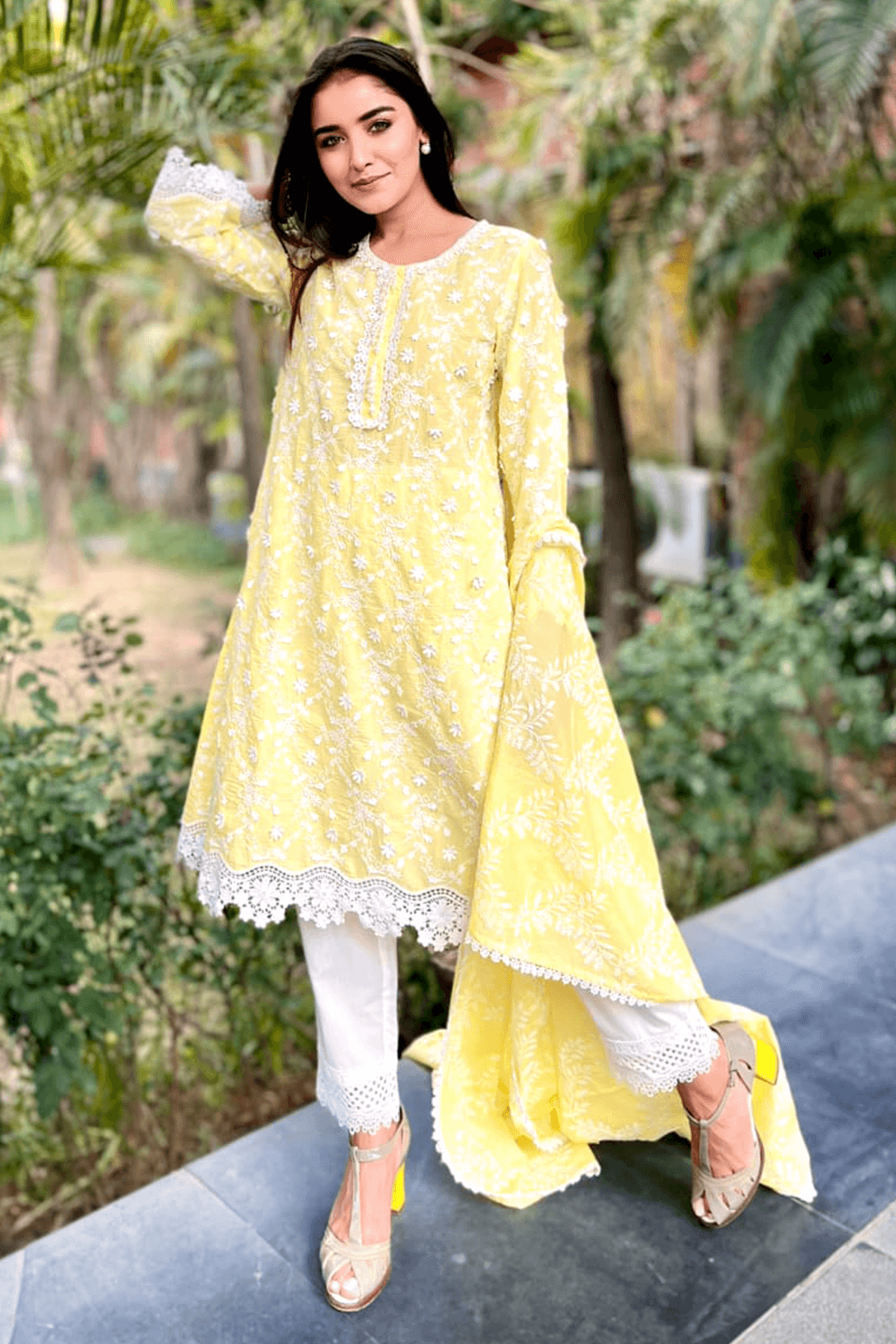 Mulmul Cotton BAYBREEZE KURTA With UMBRELLA FRILL PANT
