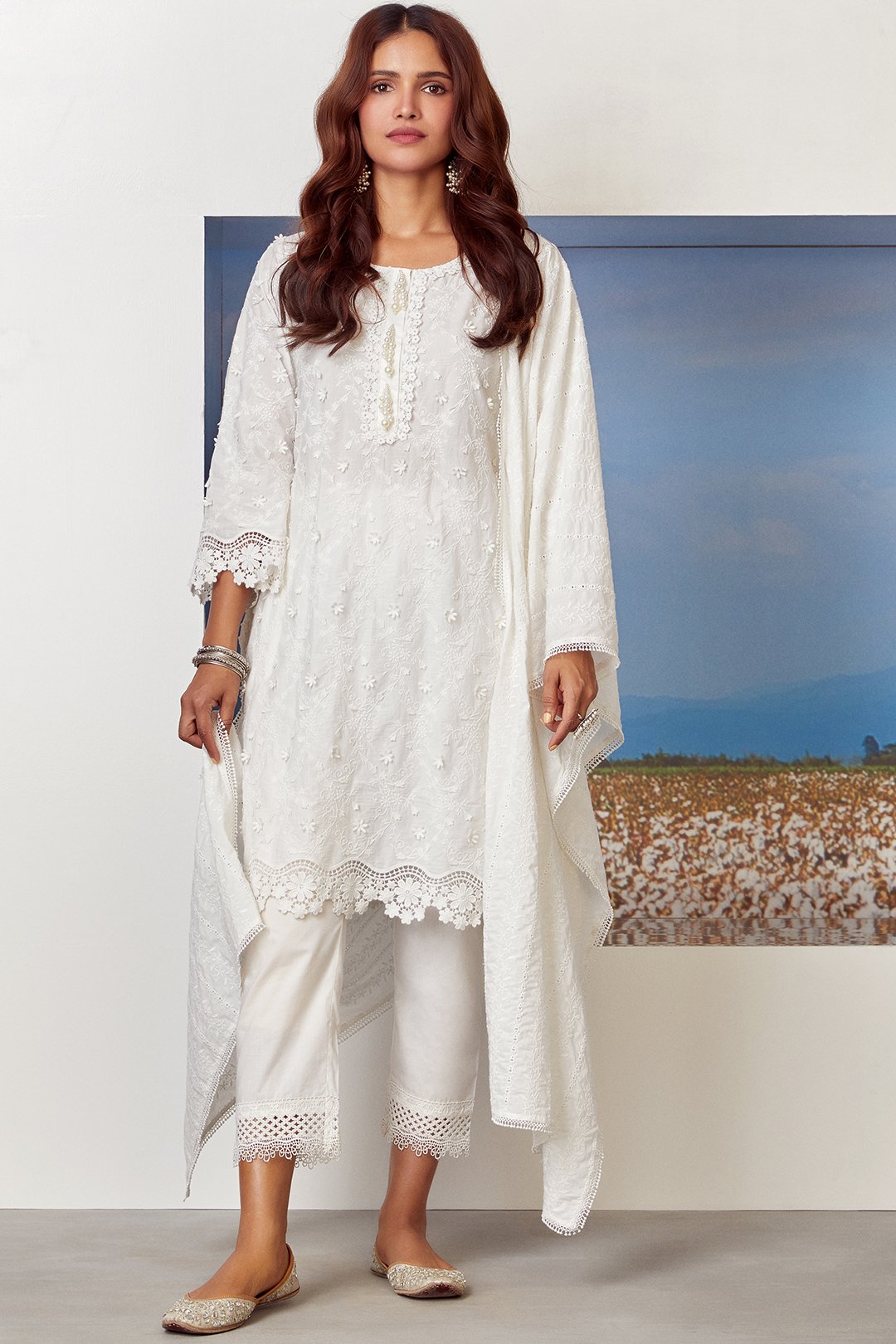 Mulmul Cotton BayBreeze Kurta With Sage Pant