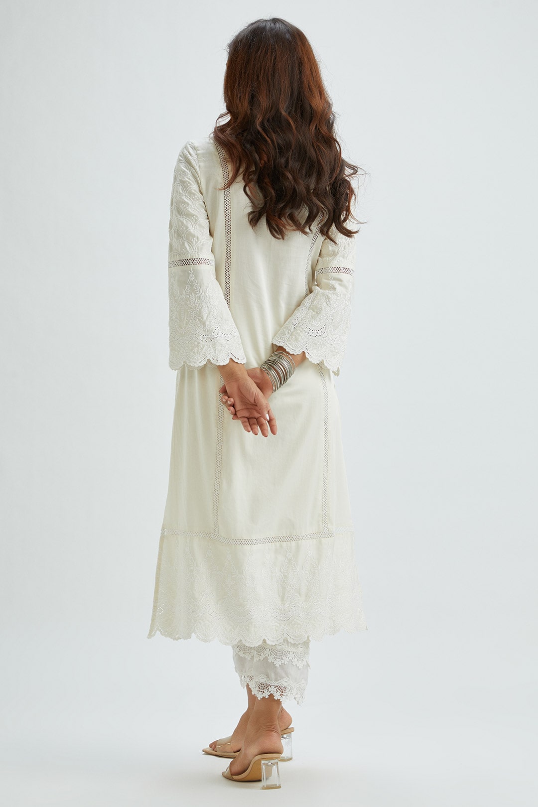 Mulmul Supima Satin Blair Off-White Kurta