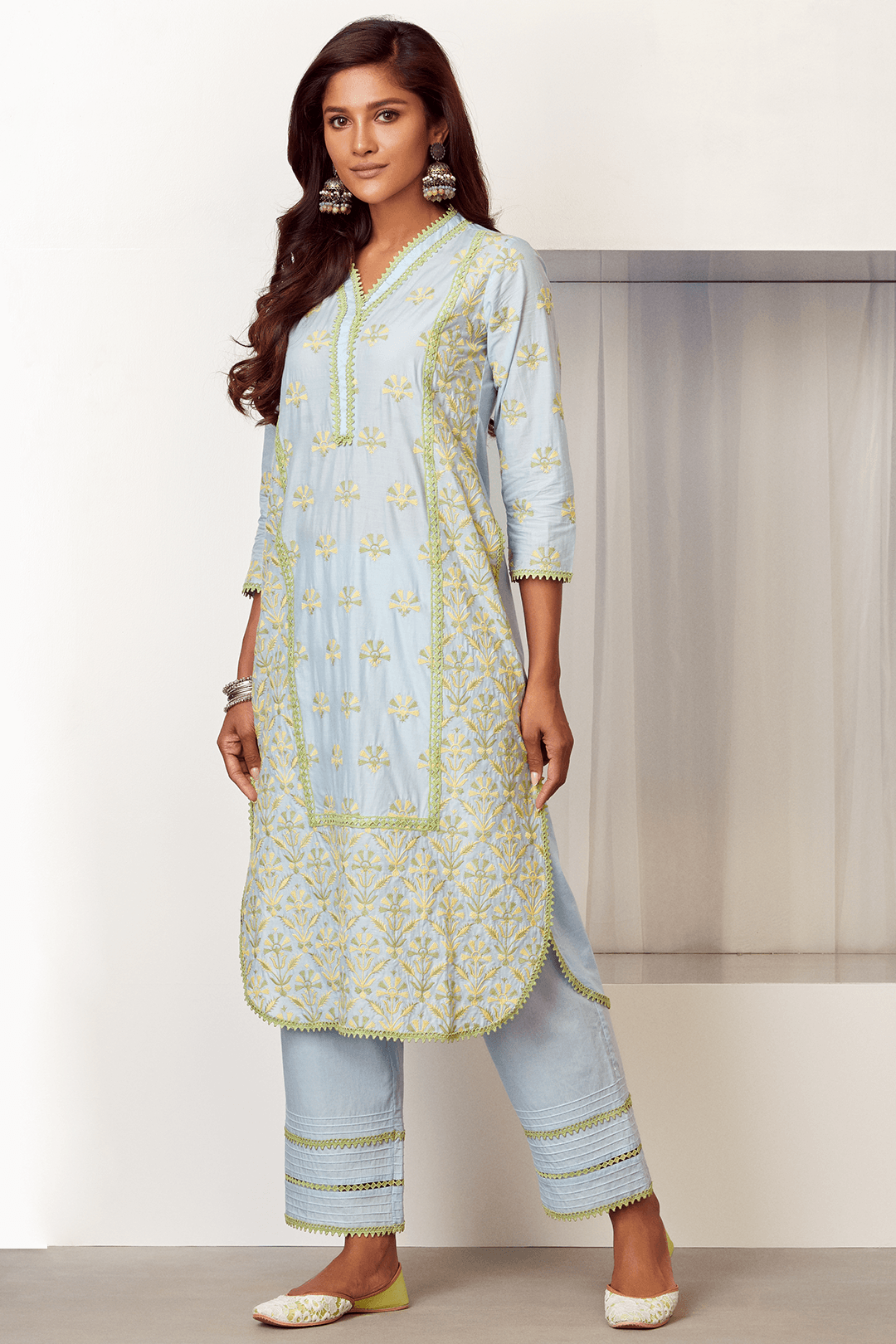 Mulmul Cotton Caprice Kurta With Caprice Pant