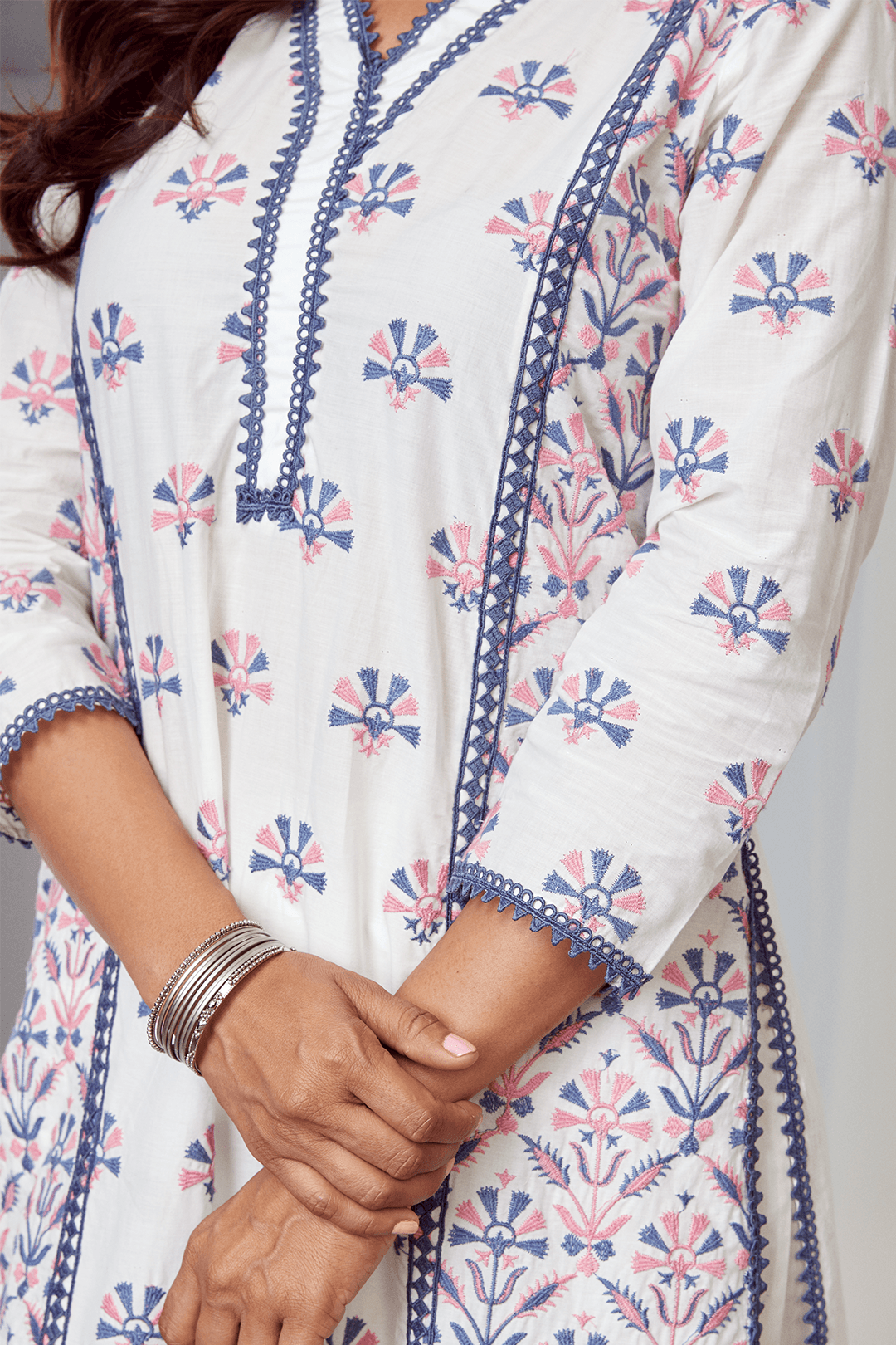 Mulmul Cotton Caprice Kurta With Caprice Pant