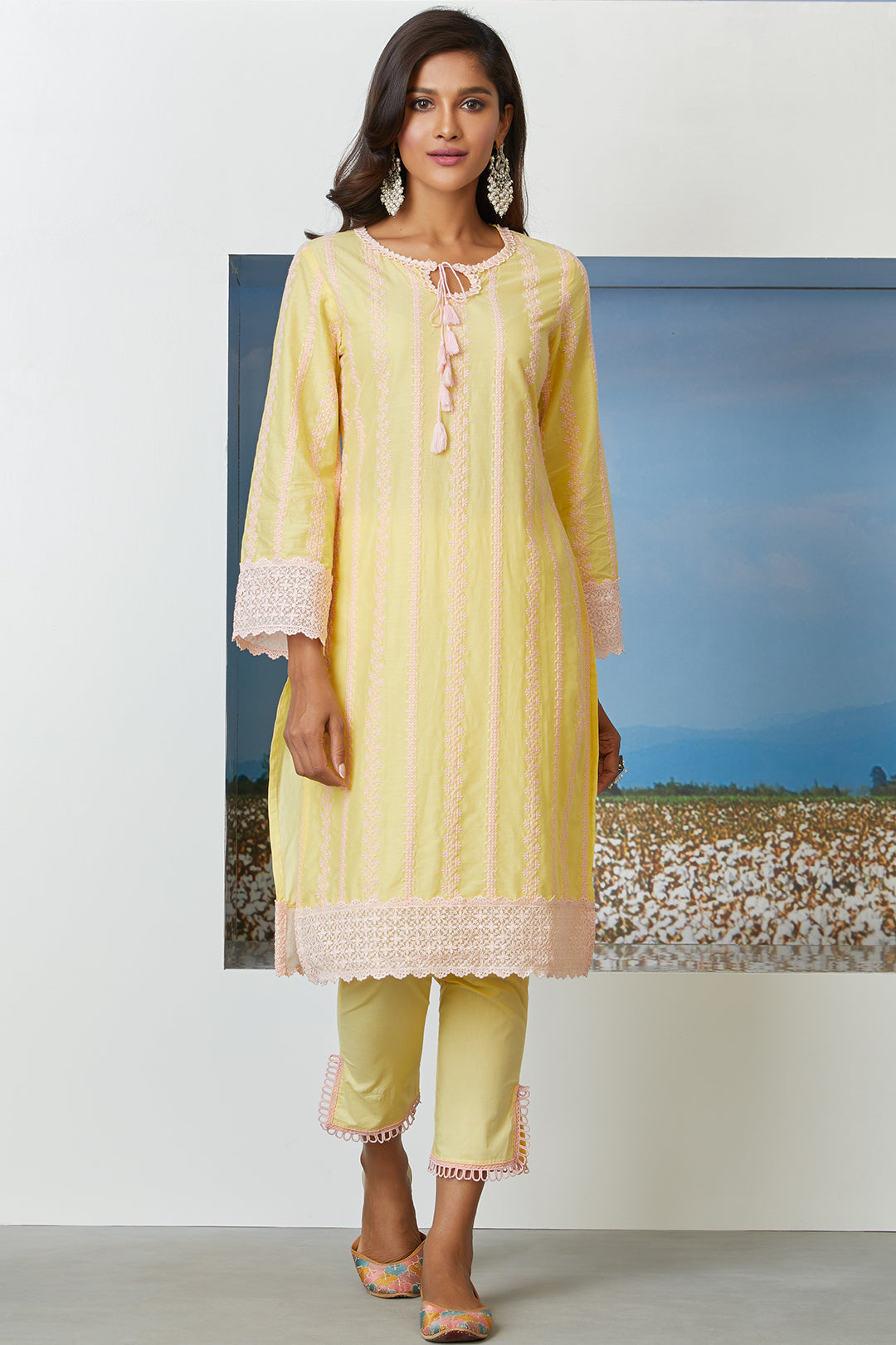 Mulmul Cotton Gianna Kurta  With Slit Pyajama