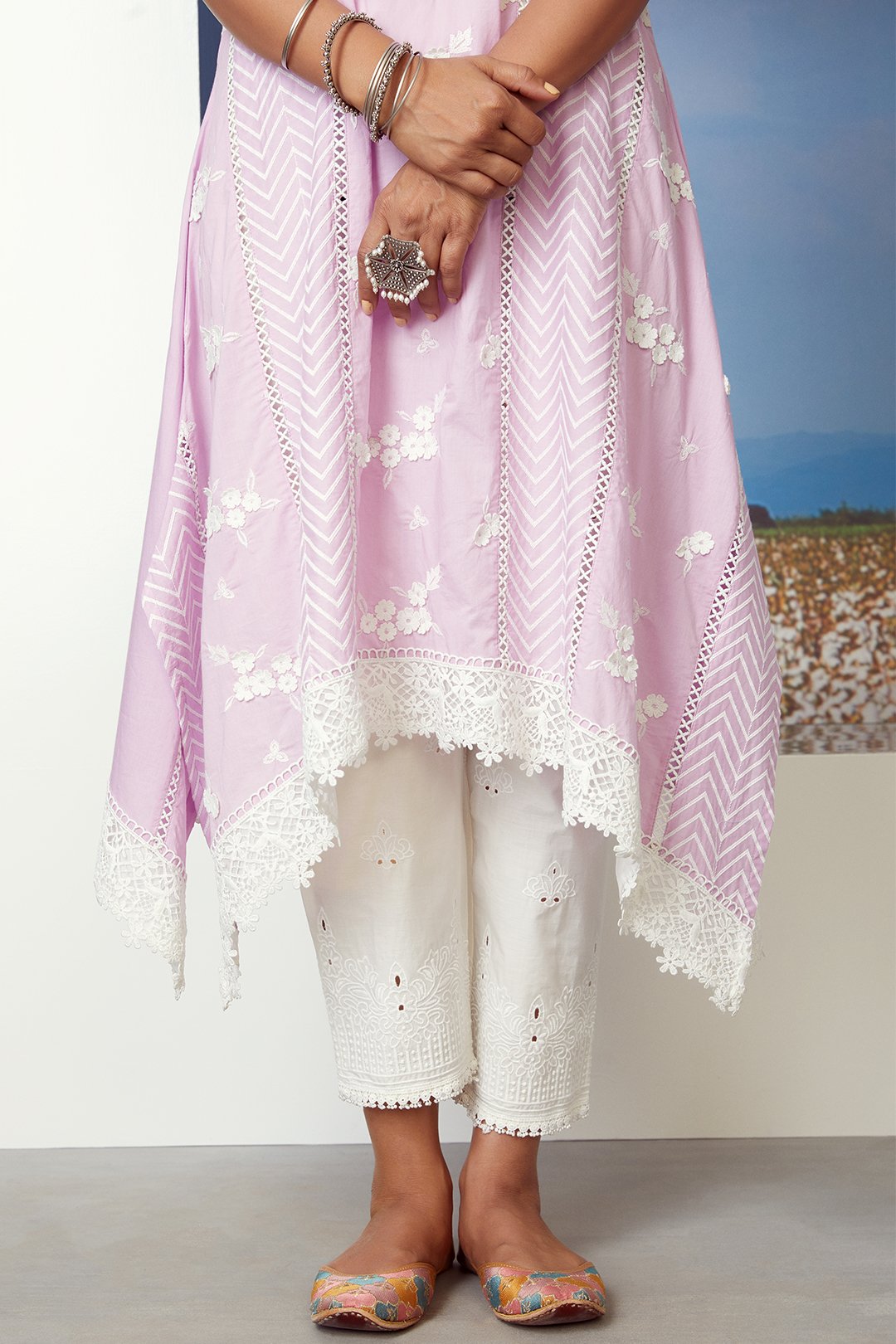 Mulmul Cotton GLORY KURTA With EMB EYELET PANT