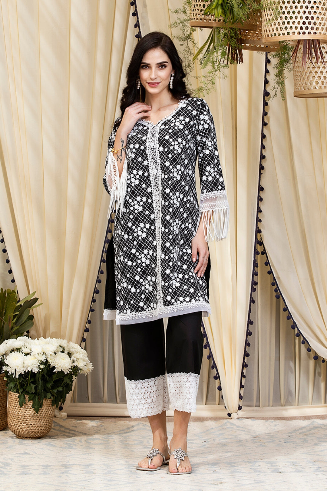 Mulmul Cotton Lina Kurta With Lina Palazzo