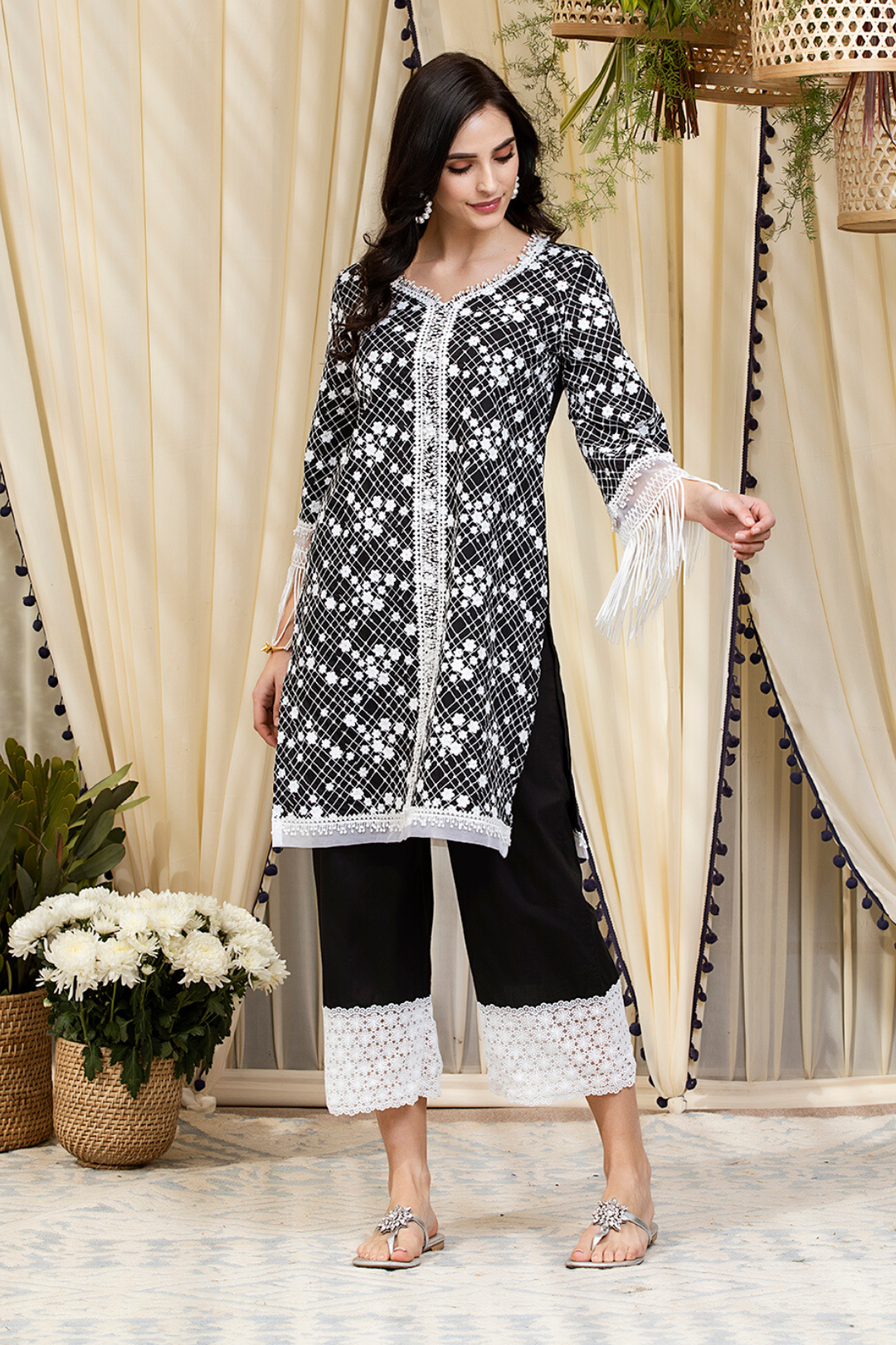 Mulmul Cotton Lina Kurta With Lina Palazzo