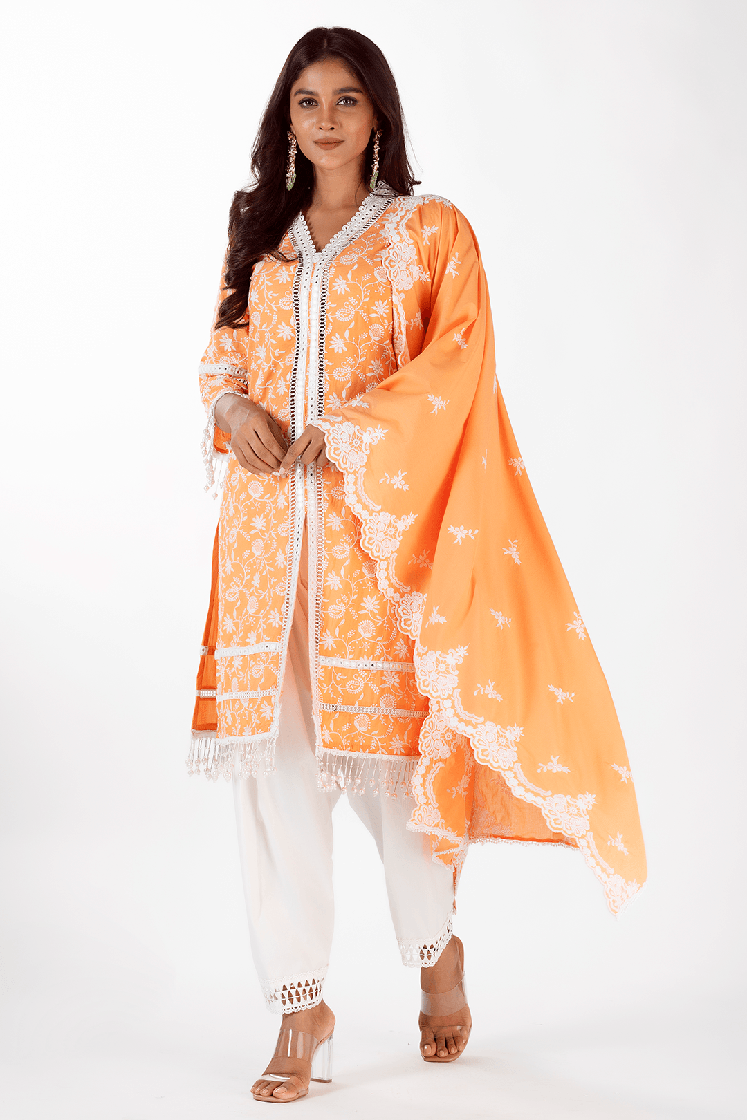 Mulmul Cotton Mollie Orange kurta