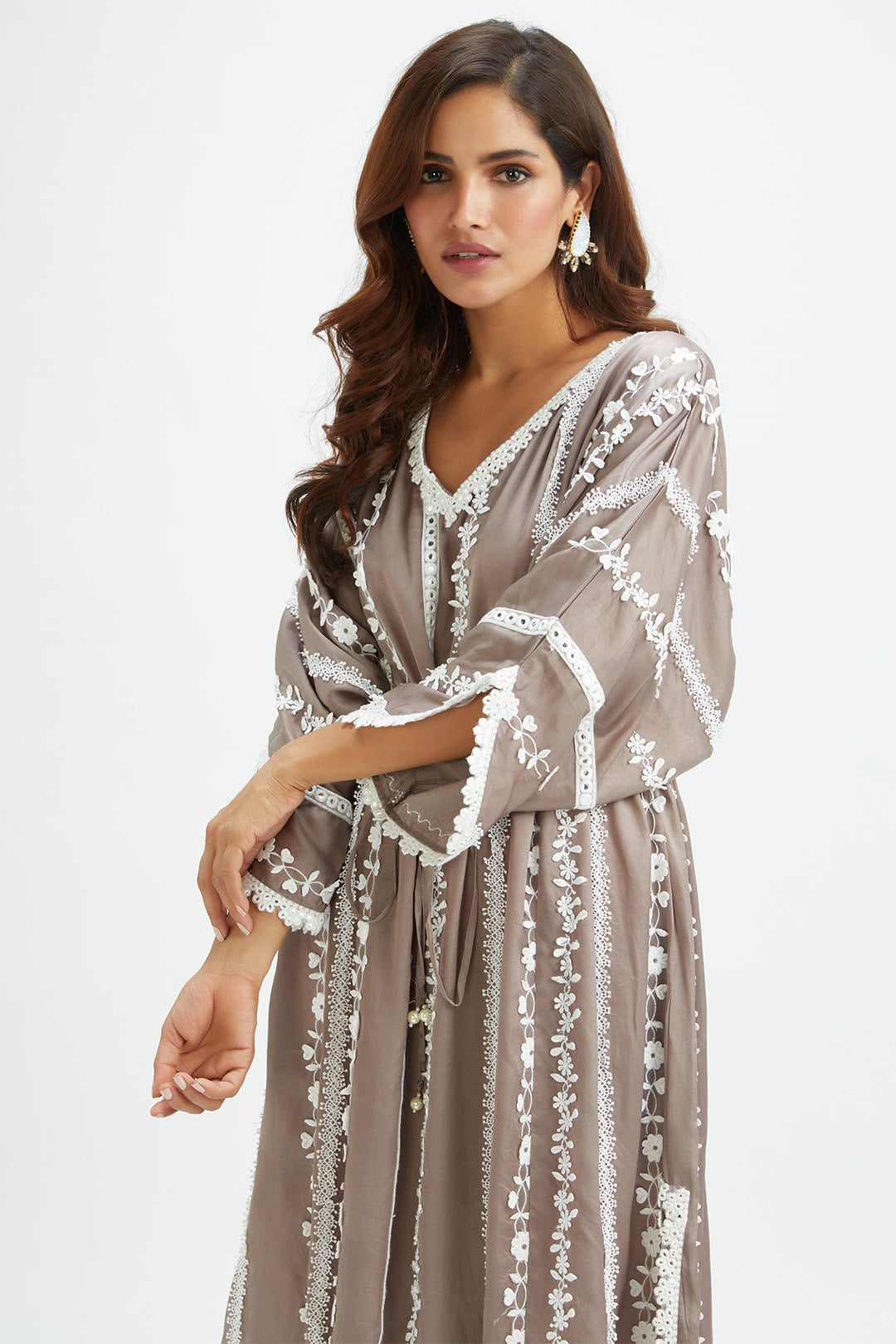 Mulmul Cupro Silk Montana Grey Kaftan