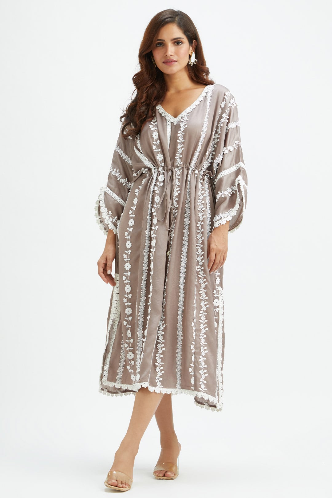 Mulmul Cupro Silk Montana Grey Kaftan