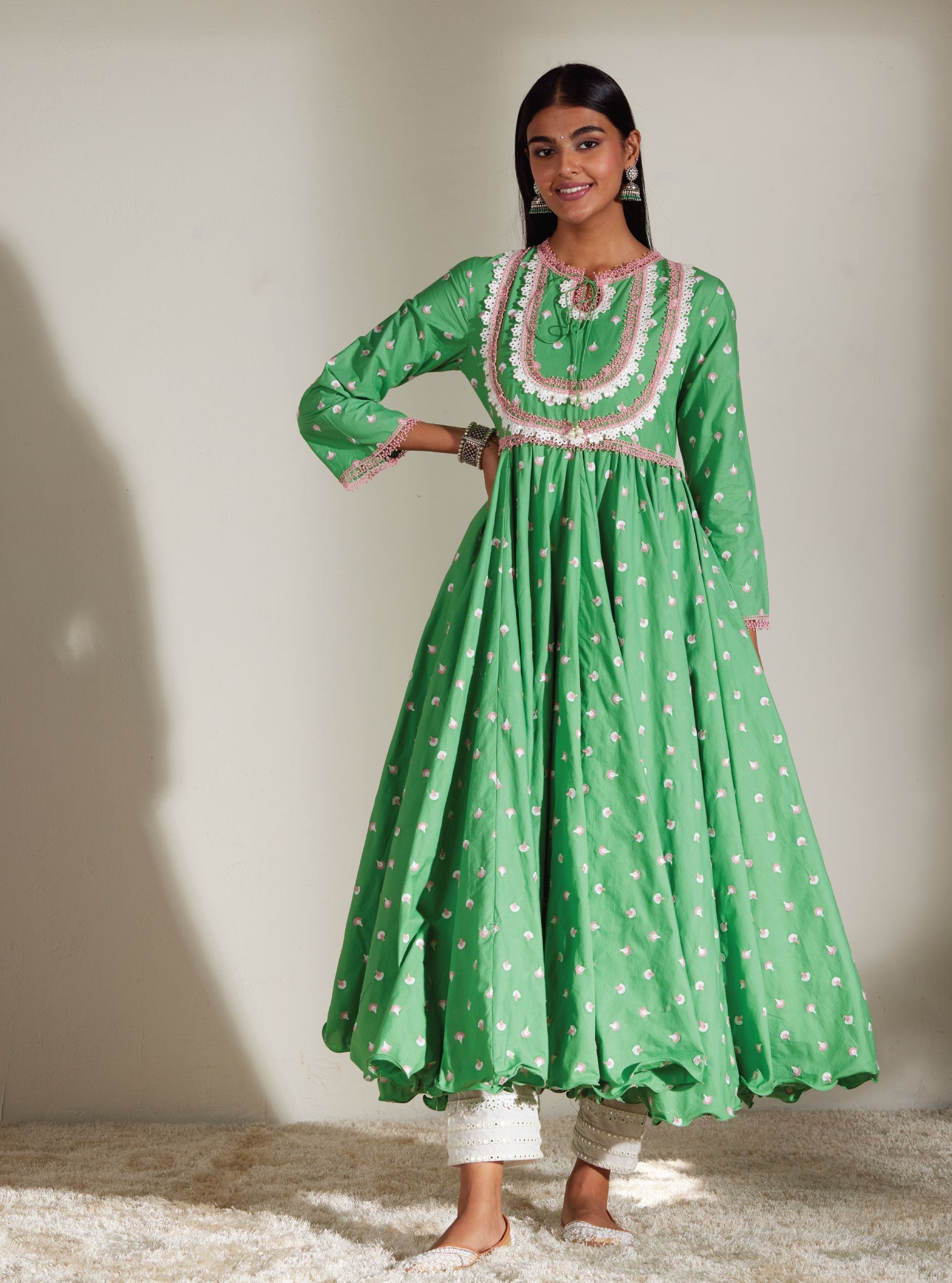 Mulmul Cotton Nadine Anarkali Kurta