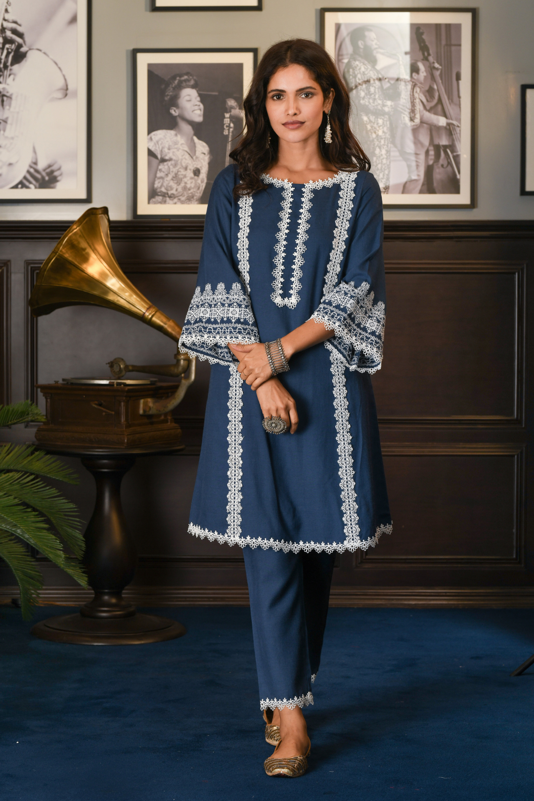 Mulmul Wool Blend Nieva Kurta With Nieva Pant