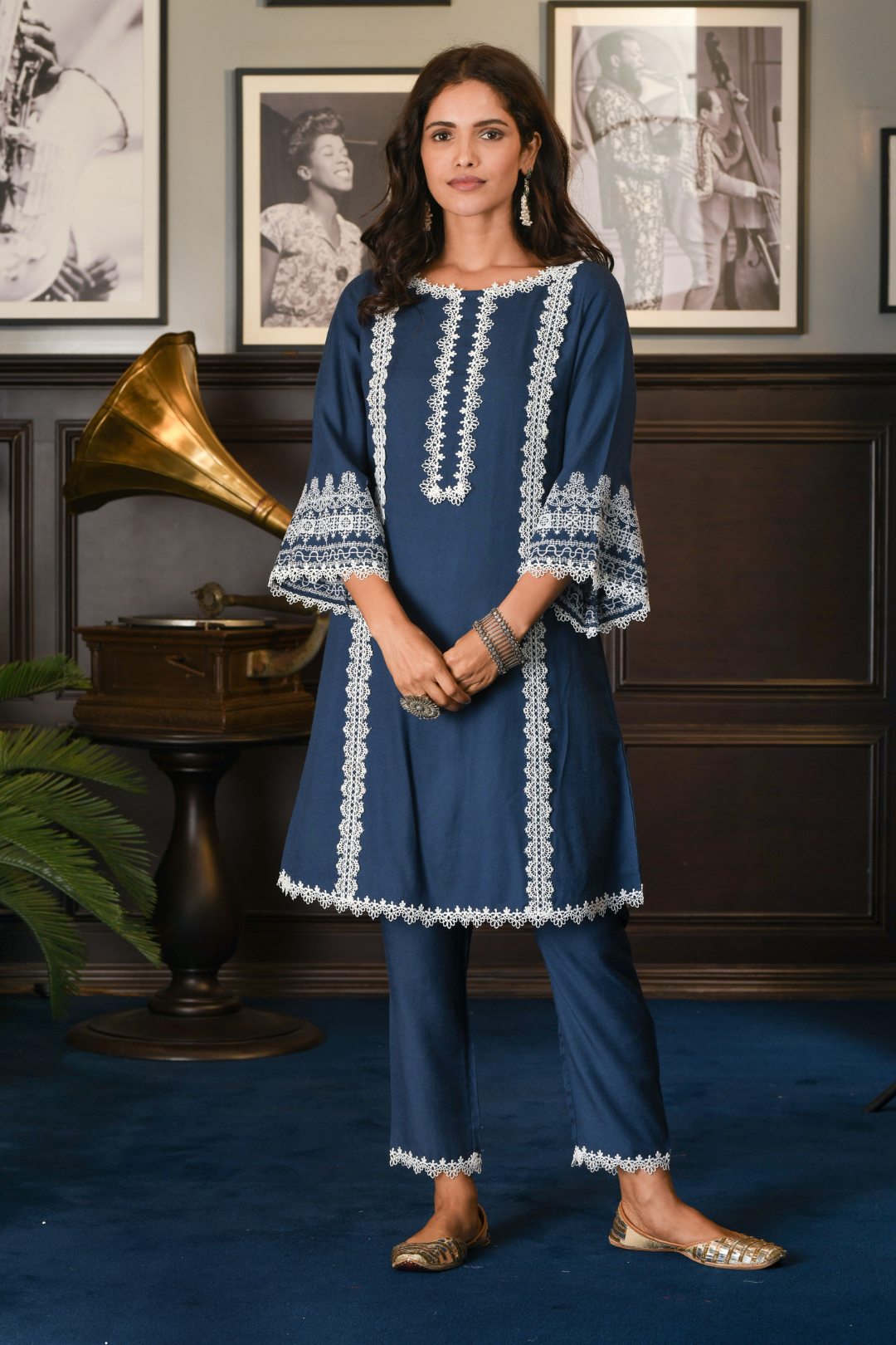 Mulmul Wool Blend Nieva Kurta With Nieva Pant