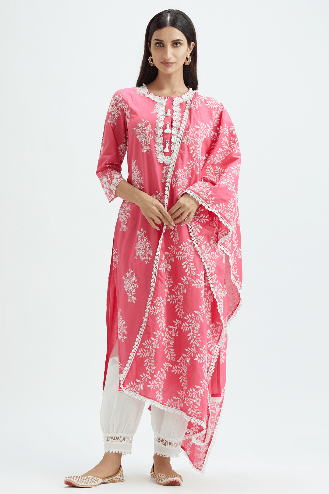 Mulmul Cotton Perla Fuchsia Kurta