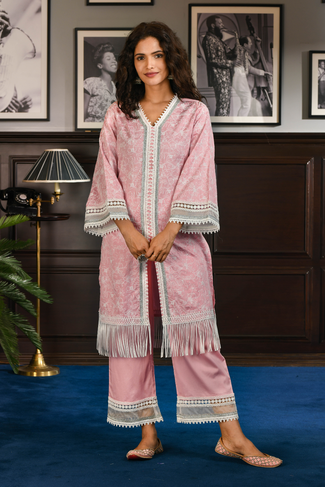 Pima Satin Rafa Kurta With Rafa pyajama