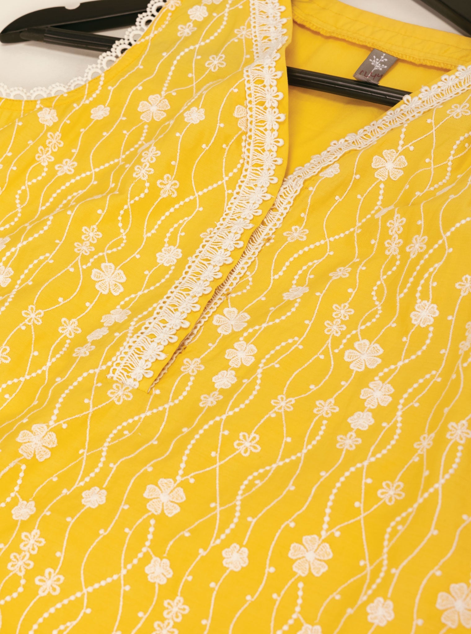 Mulmul Cotton Seoni Yellow Kurta With Rylee White Palazzo