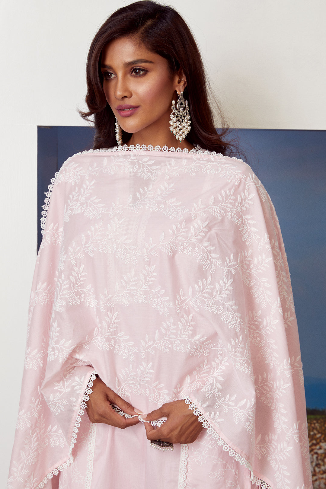 Mulmul Cotton Reverie Pink Kurta With Reverie Pink Sharara