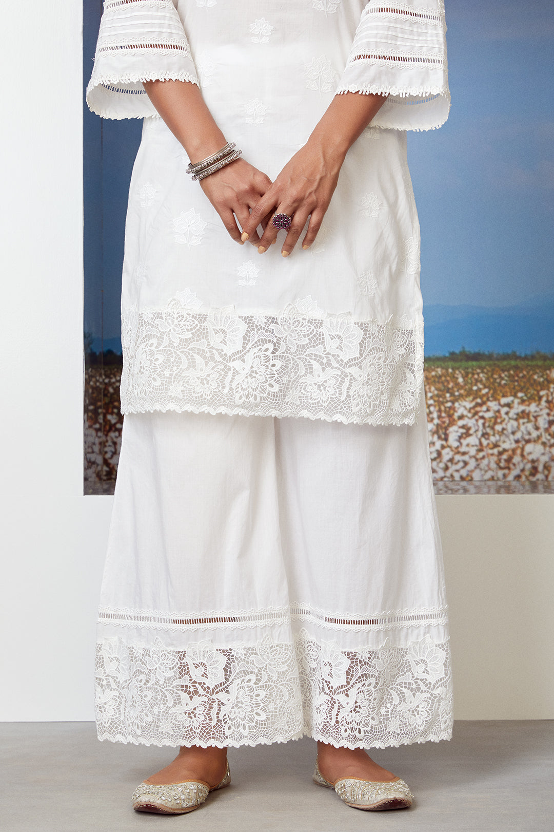 Mulmul Cotton Sunkissed Kurta with Sunkissed Palazzo