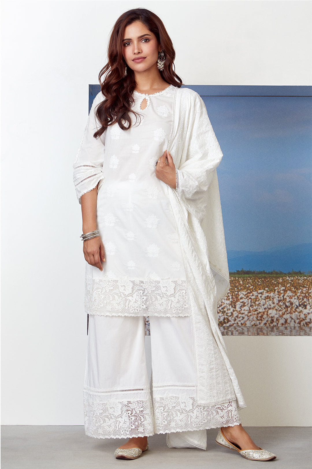 Mulmul Cotton Sunkissed Kurta with Sunkissed Palazzo