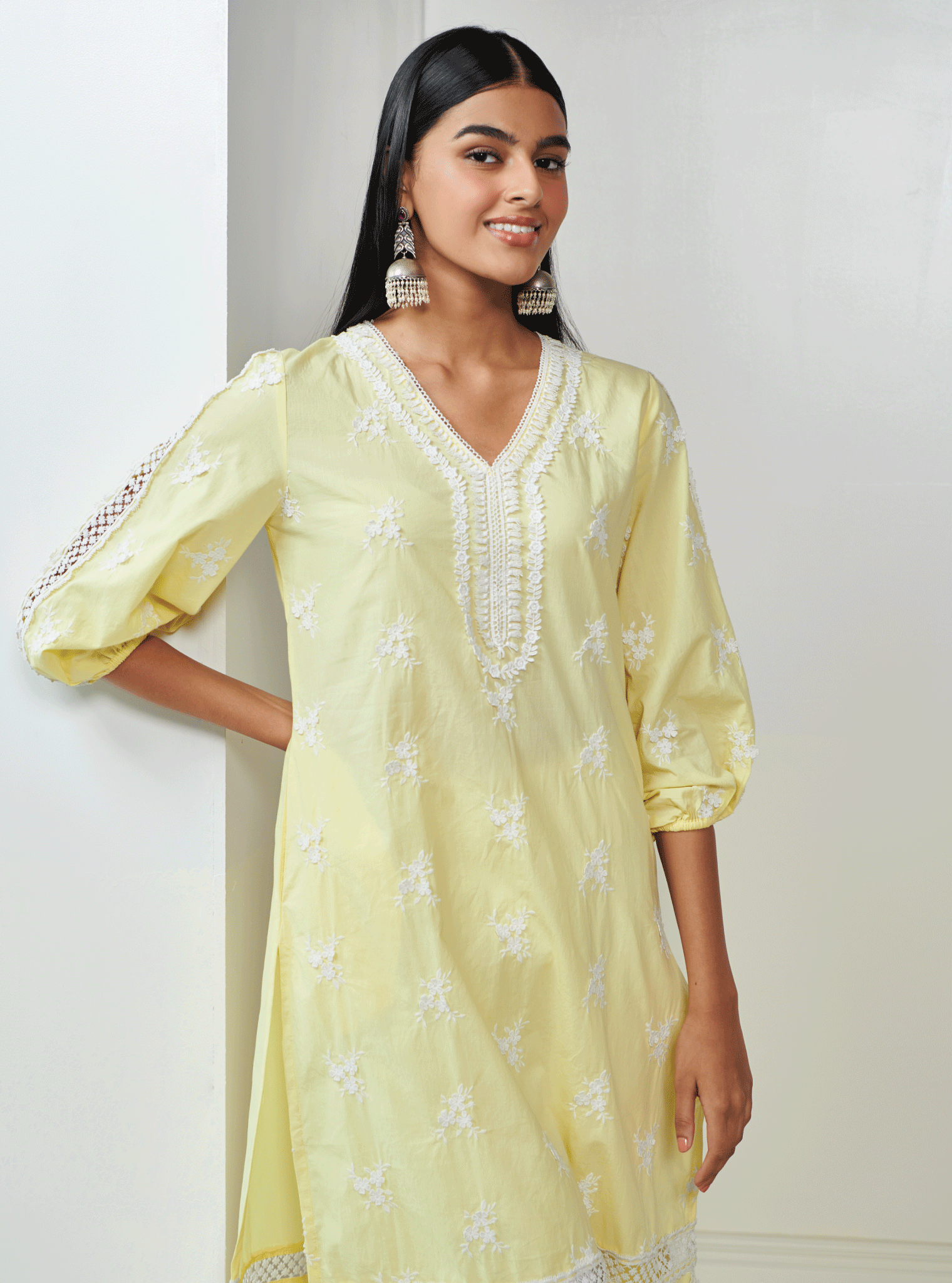 Mulmul Cotton Shane Yellow Kurta