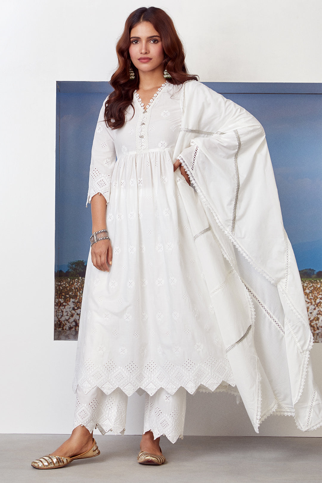 Mulmul Cotton Warm Glow Kurta with Warm Glow Palazzo