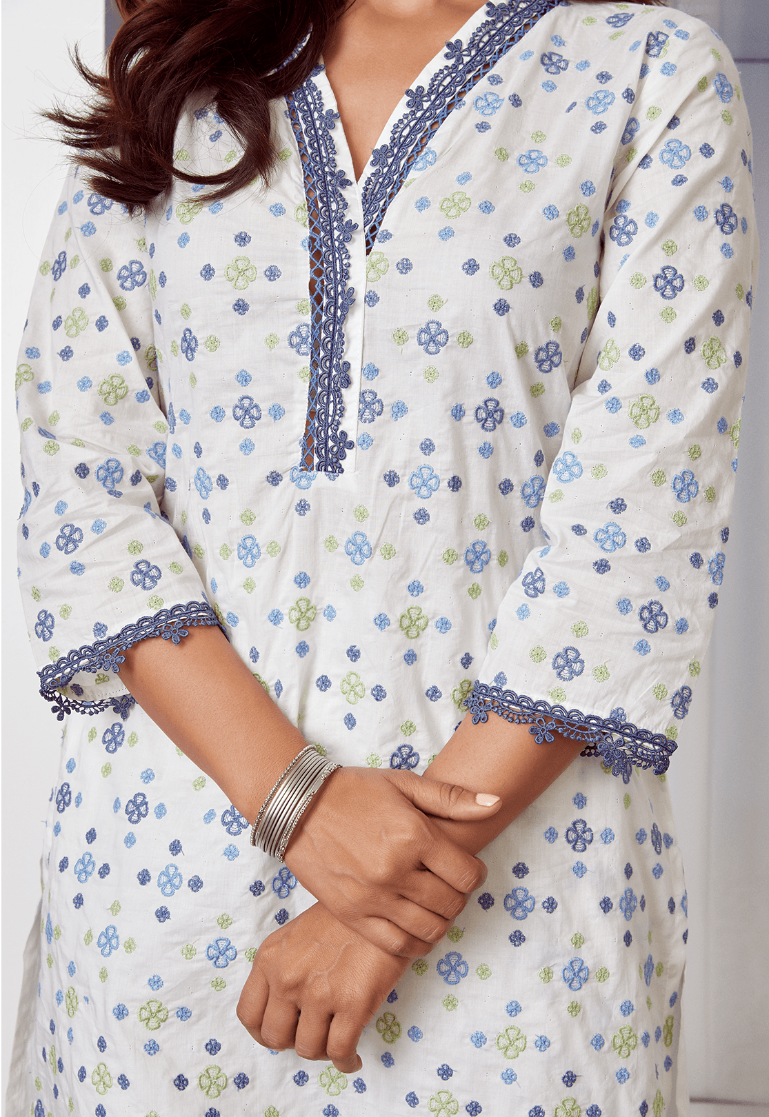 Mulmul Cotton Wisteria Kurta With Wisteria Palazzo