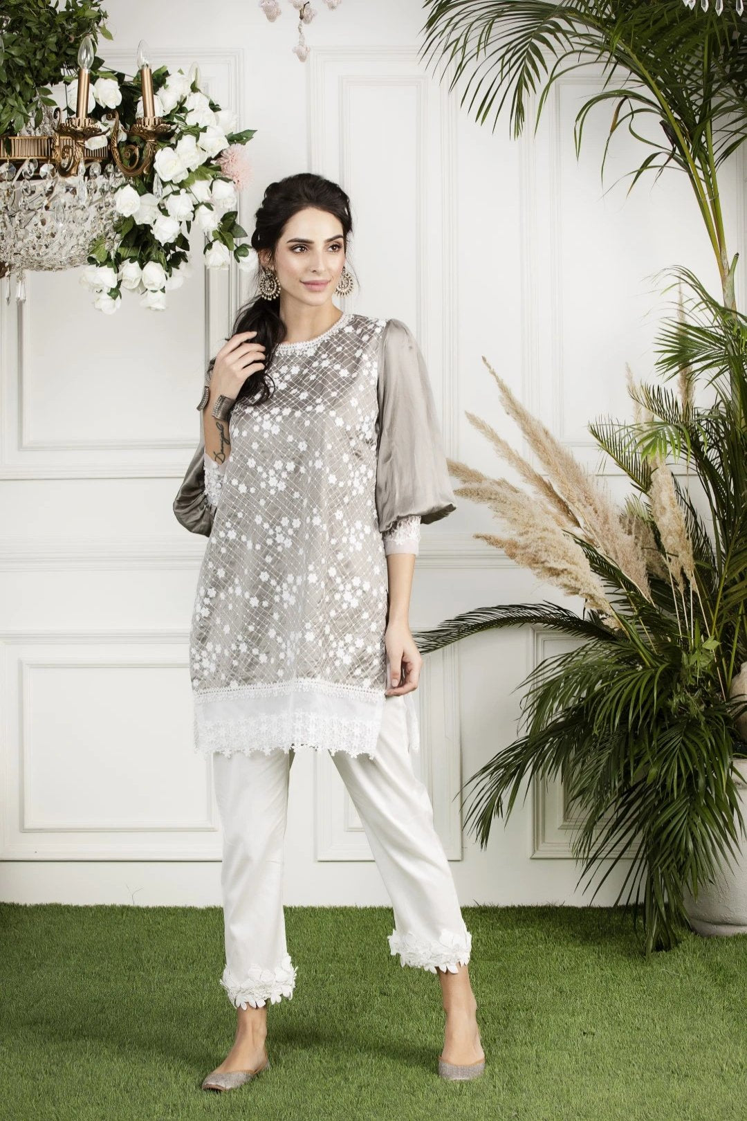 Mulmul Mimosa Kurta With Hibiscus Cotton Pyajamas