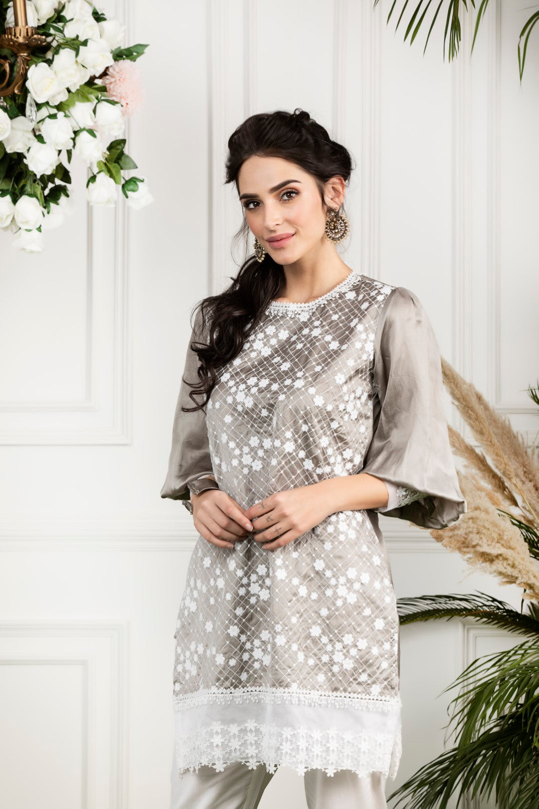 Mulmul Mimosa Kurta With Hibiscus Cotton Pyajamas