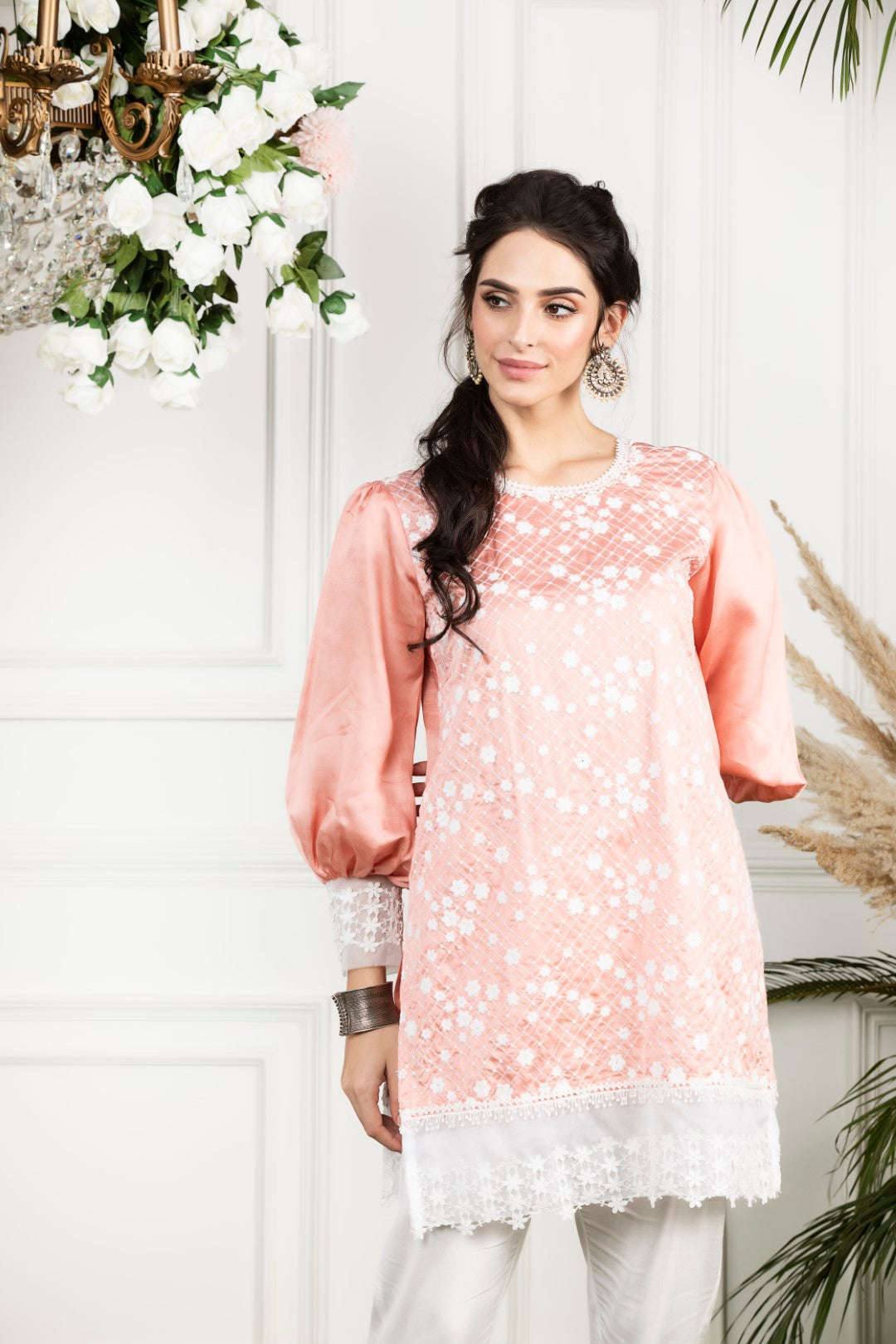 Mulmul Mimosa Kurta With White Fern Pyjamas