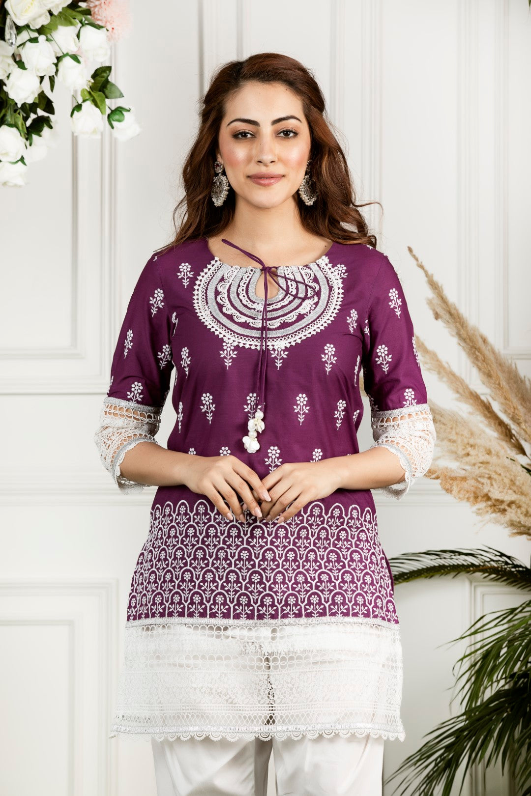 Mulmul Cotton Portia Kurta With Mulmul Gota Salwar